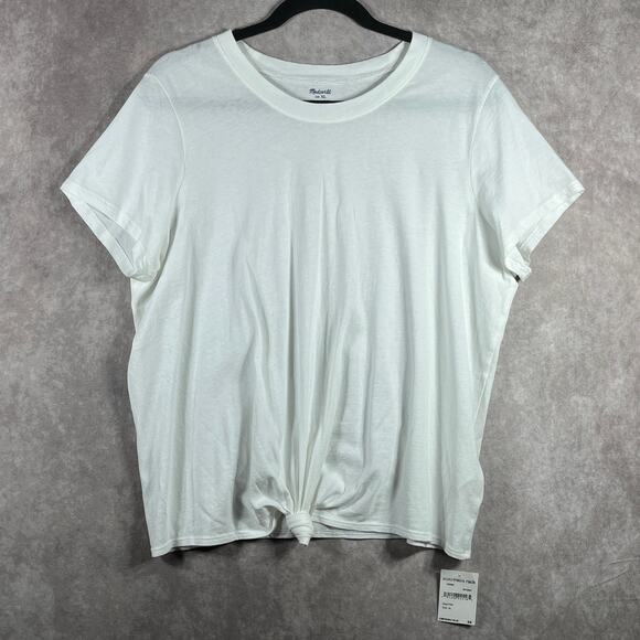 Madewell Tops - Madewell Shirt Womens XL White Short Sleeves Tie Front Casual Lightweight NEW
